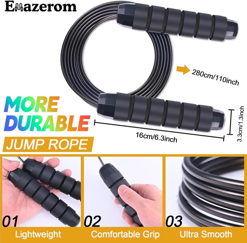 Emazerom Jump Rope for Women Men Kids, Adjustable Skipping Rope with Ball Bearings, Professional Jumping Rope with Foam Handles, Tangle-Free Rapid Speed Jump Ropes for Fitness Workout Boxing Exercise - Image 2